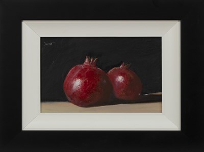 Lot 869 - POMEGRANATES, AN OIL BY DARREN SCOTT