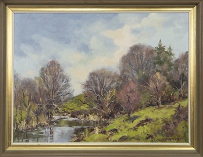 Lot 876 - WINTER TREES, WATERFOOT, AN OIL BY J D HENDERSON