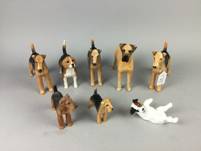 Lot 38 - A LOT OF SIX BESWICK DOG FIGURES, ALONG WITH A RESIN DOG AND A DOULTON DOG