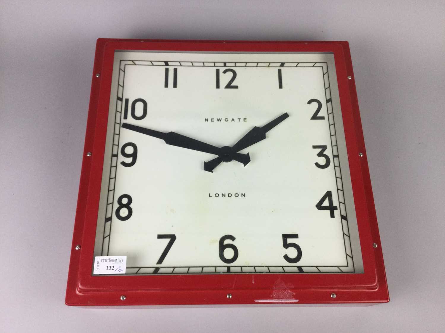 Lot 132 - A NEWGATE LONDON SQUARE WALL CLOCK AND ANOTHER WALL CLOCK