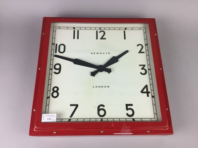Lot 132 - A NEWGATE LONDON SQUARE WALL CLOCK AND ANOTHER WALL CLOCK
