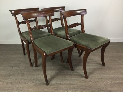 Lot 155 - A SET OF FOUR MAHOGANY DINING CHAIRS AND ANOTHER CHAIR