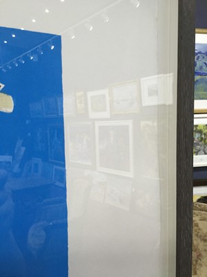 Lot 880 - BLUES GUITARIST, A MIXED MEDIA MONOPRINT BY JOHN BYRNE