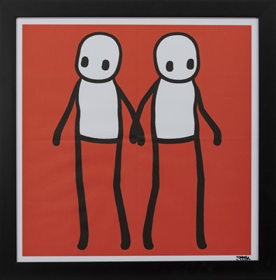 Lot 879 - HOLDING HANDS, A SET OF FIVE SIGNED LITHOGRAPHS BY STIK