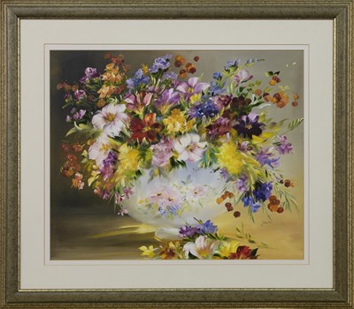 Lot 7 - FLOWERS, AN OIL BY LILLIAS BLACKIE