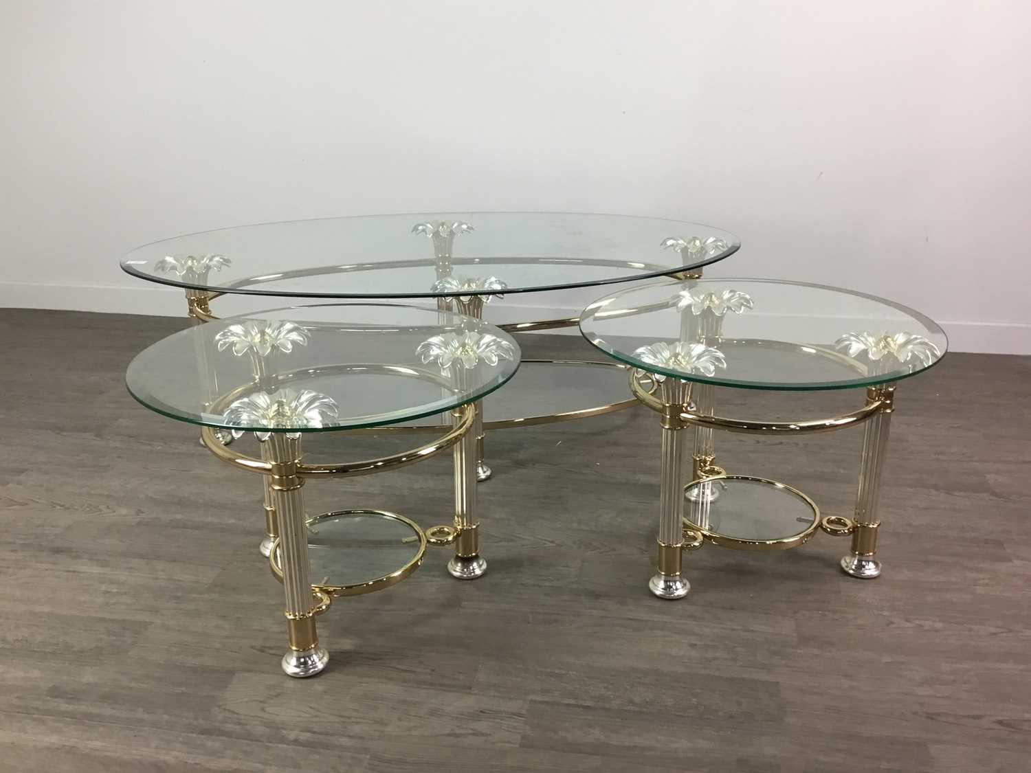 Lot 79 - A COFFEE TABLE AND MATCHING PAIR OF SIDE TABLES ATTRIBUTED TO KESTERPORT