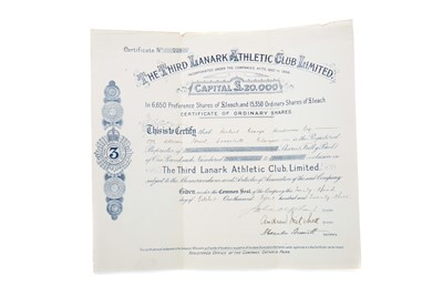 Lot 1497 - THE THIRD LANARK ATHLETIC CLUB LIMITED - SHARE CERTIFICATE