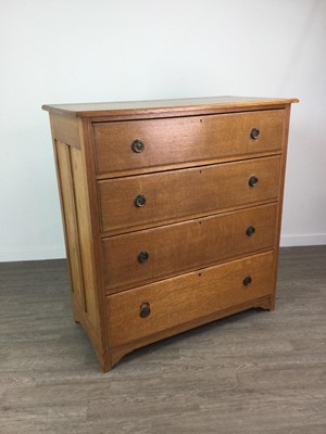 Lot 246 - AN OAK CHEST OF FOUR DRAWERS