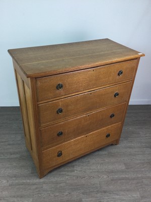 Lot 246 - AN OAK CHEST OF FOUR DRAWERS