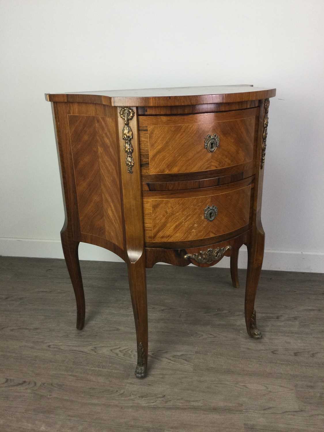 Lot 1049 - A FRENCH KINGWOOD SIDE TABLE