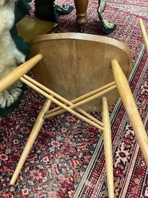 Lot 1048 - A SET OF FOUR ERCOL BLONDE ELM DINING CHAIRS