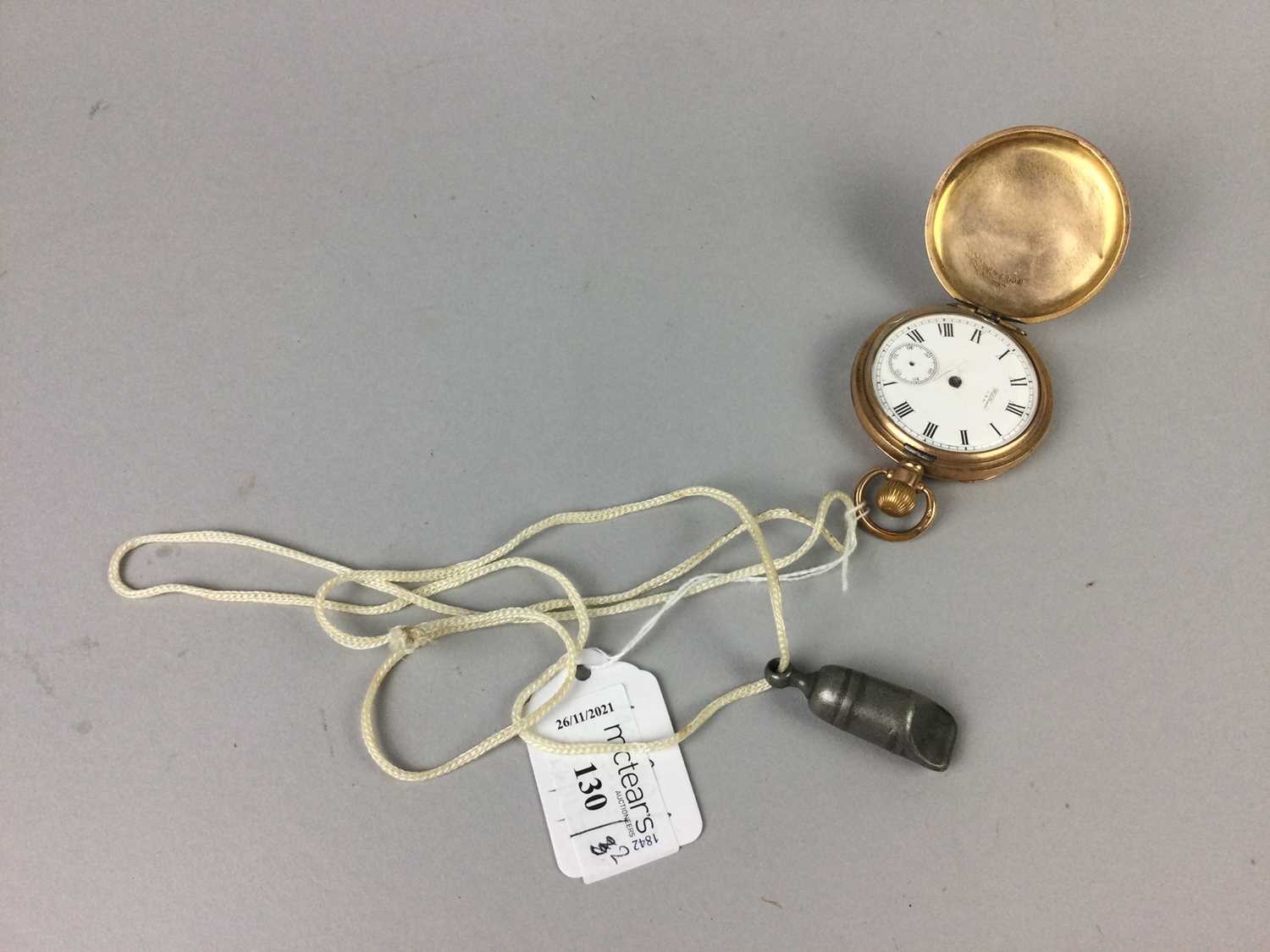 Lot 130 - A WALTHAM GOLD PLATED POCKET WATCH