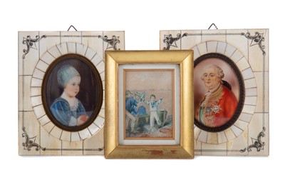Lot 1058 - TWO 19TH CENTURY PORTRAIT MINIATURES, AND A FURTHER MINIATURE