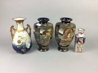 Lot 204 - A PAIR OF JAPANESE SATSUMA VASES AND OTHER ITEMS