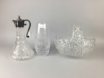 Lot 211 - A CUT GLASS CLARET JUG ALONG WITH OTHER GLASS WARE