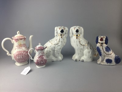 Lot 212 - A PAIR OF STAFFORDSHIRE WALLY DOGS AND OTHER ITEMS