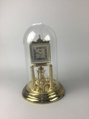 Lot 218 - AN ANNIVERSARY CLOCK, WHEEL BAROMETER AND TWO OTHER BAROMETERS
