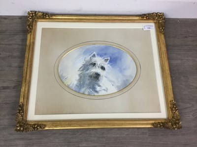 Lot 226 - A WATERCOLOUR OF A SCOTTISH TERRIOR AND OTHER PICTURES AND PRINTS