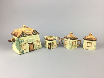 Lot 232 - A COTTAGE WARE BUTTER DISH AND OTHER SIMILAR CERAMICS