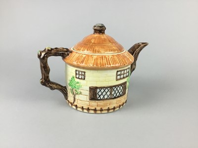 Lot 232 - A COTTAGE WARE BUTTER DISH AND OTHER SIMILAR CERAMICS