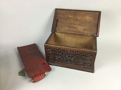 Lot 124 - A GROUP OF MECCANO AND A FRETWORK BOX
