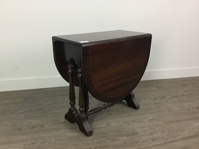 Lot 248 - A MAHOGANY DROP LEAF TEA TABLE, OVAL COFFEE TABLE AND A RECTANGULAR COFFEE TABLE