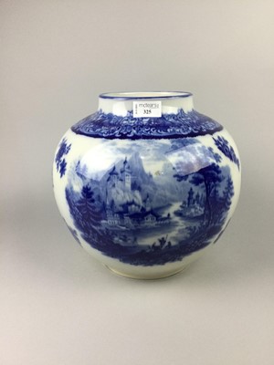 Lot 325 - A LARGE ROYAL DOULTON FLOW BLUE VASE