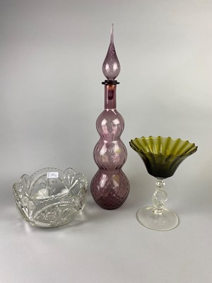 Lot 331 - A LOT OF COLOURED GLASS AND CRYSTAL WARE