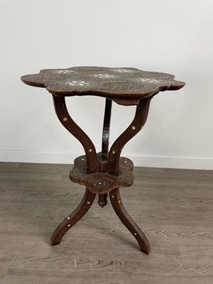 Lot 1756 - AN INDIAN CARVED WOOD TABLE