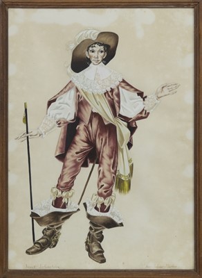 Lot 165 - THEATRICAL COSTUME, A WATERCOLOUR BY ANNE AND JANET GRAHAM-JOHNSTONE