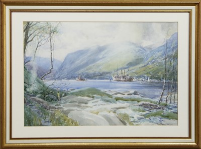 Lot 340 - HOLY LOCH, HUNTERS QUAY, PTO OPHIR, A WATERCOLOUR BY ROBERT CRAIG WALLACE