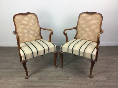 Lot 350 - A PAIR OF WALNUT ARMCHAIRS