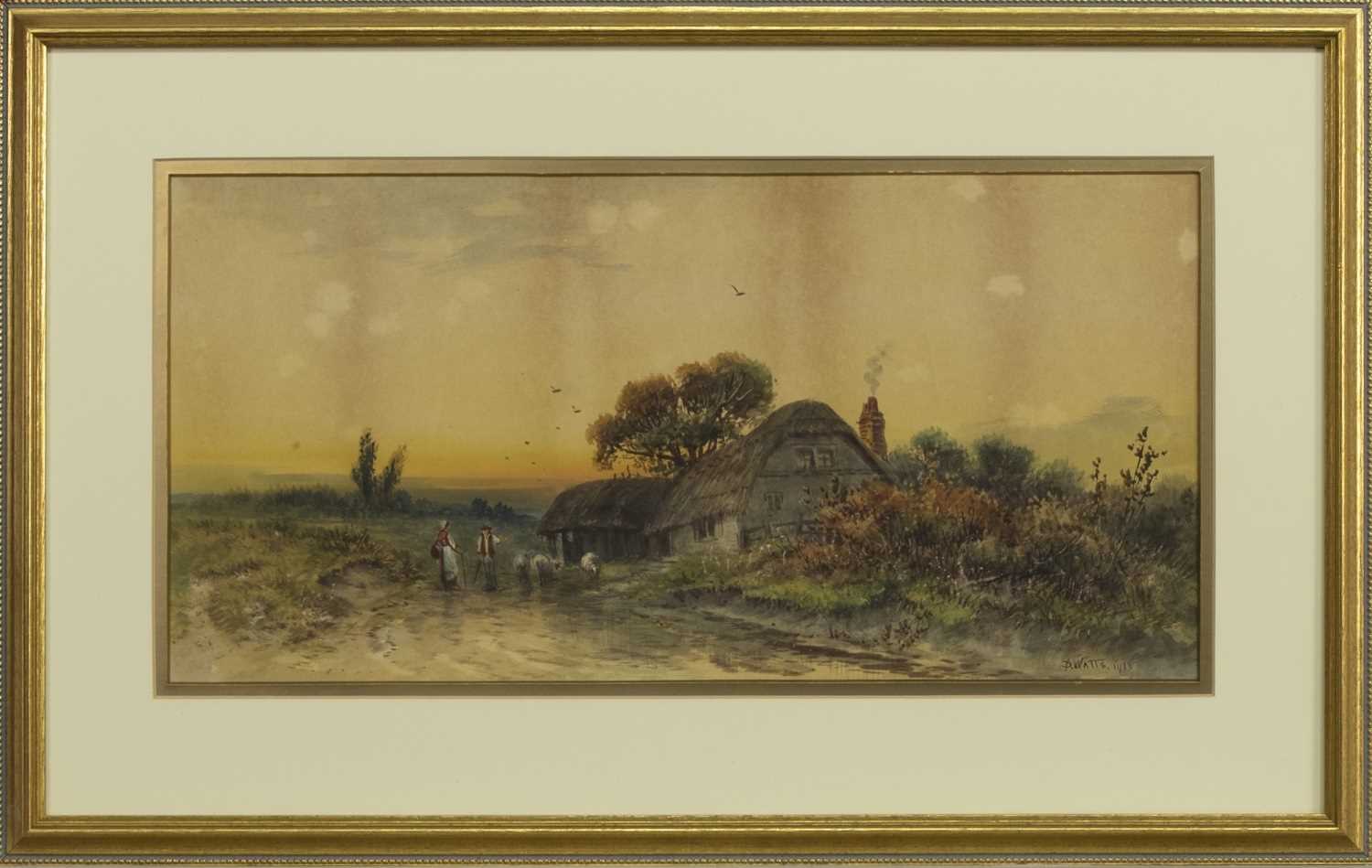 Lot 213 - COUNTRY COTTAGE, A WATERCOLOUR BY P WATTS