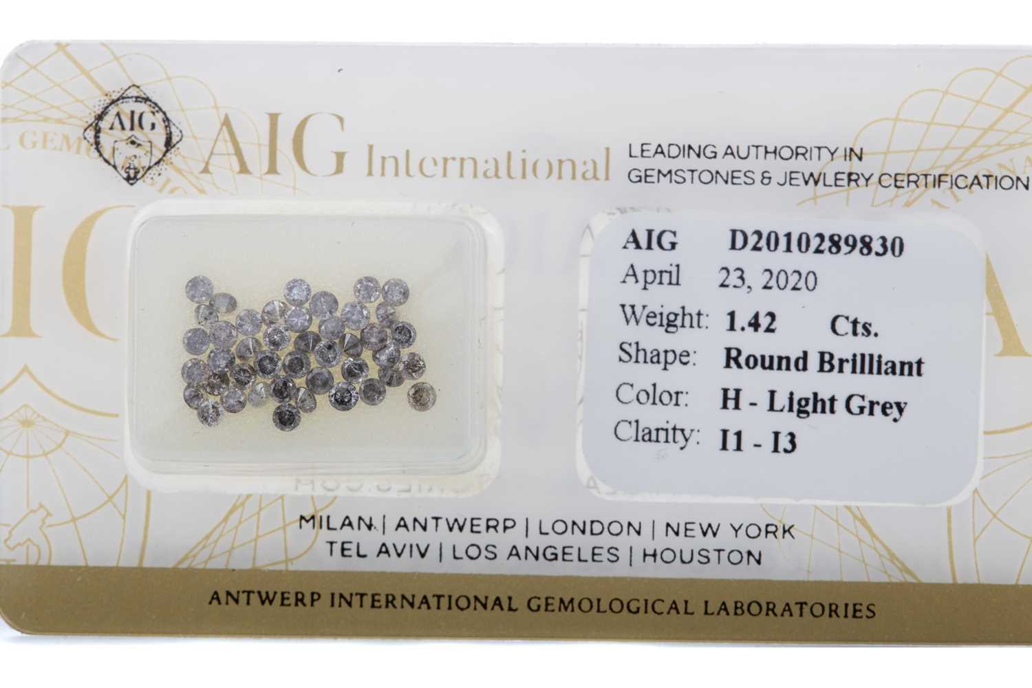 Lot 1340 - **A CERTIFICATED UNMOUNTED PARCEL OF DIAMONDS