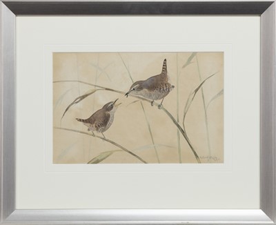 Lot 302 - FEEDING TIME, A WATERCOLOUR BY RALSTON GUDGEON