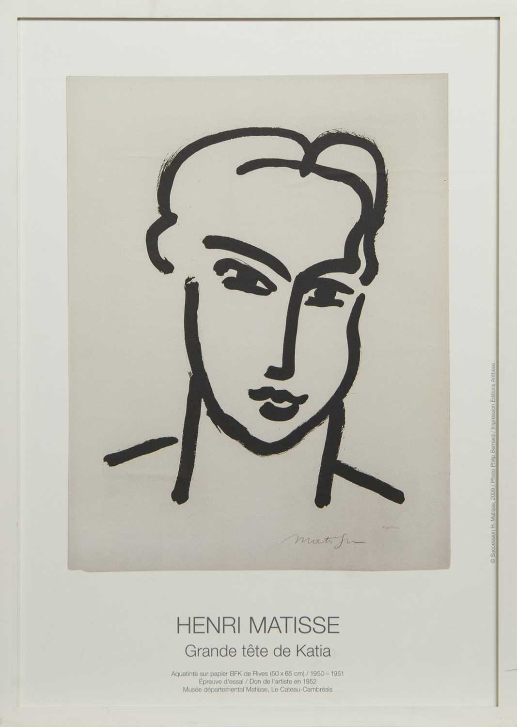 Lot 231 - GRANDE TETE DE KATIA, HENRI MATISSE, A POSTER