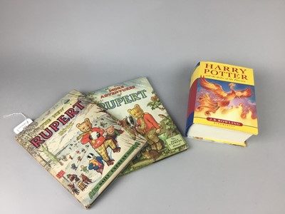 Lot 373 - HARRY POTTER AND THE ORDER OF THE PHOENIX FIRST EDITION ALONG WITH TWO RUPERT BOOKS