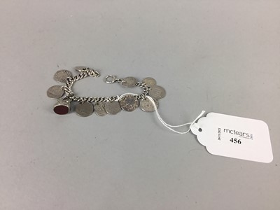 Lot 456 - A SILVER CHARM BRACELET