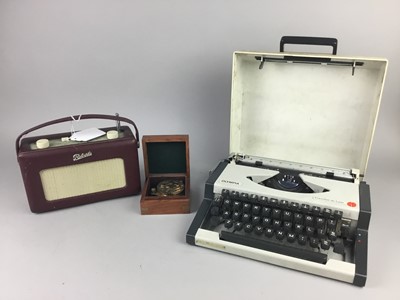 Lot 468 - A ROBERTS RADIO ALONG WITH A TYPE WRITER AND A COMPASS