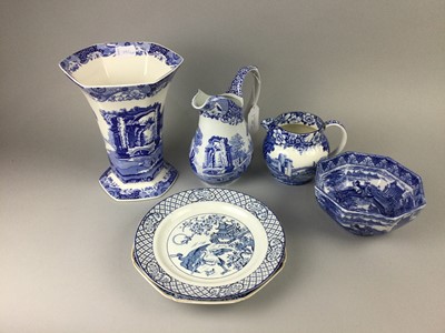 Lot 395 - A BLUE AND WHITE SPODE VASE AND OTHER CERAMICS