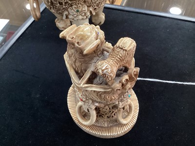 Lot 1676 - AN UNUSUAL CHINESE CARVED BONE CENSER