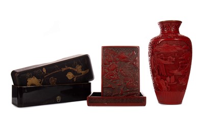 Lot 1666 - A CHINESE CINNABAR-TYPE VASE
