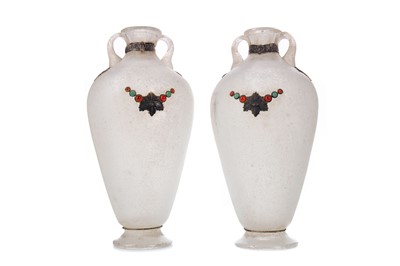 Lot 779 - PAIR OF FRENCH FROSTED OPAQUE GLASS VASES