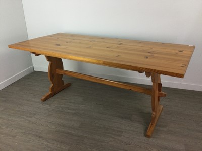 Lot 378 - A PINE REFECTORY STYLE DINING TABLE