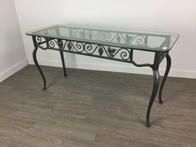 Lot 491 - A MODERN GLASS TOPPED HALL TABLE