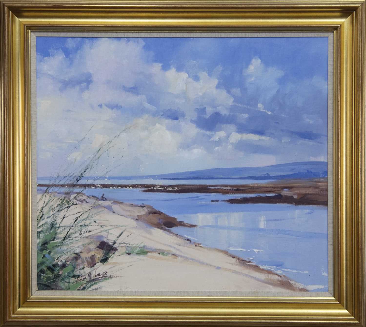 Lot 43 - SANDBANKS, MOUTH OF THE DOON, AN OIL BY HELEN M TURNER