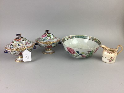 Lot 418 - A PAIR OF COPELAND SPODE SAUCE TUREENS AND STANDS ALONG WITH OTHER CERAMICS