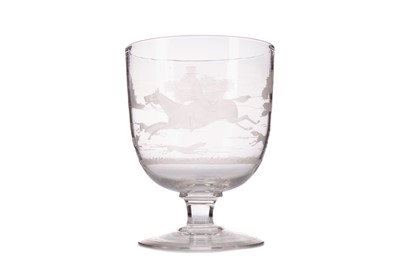 Lot 789 - A 19TH CENTURY OVERSIZED GLASS 'HUNT' RUMMER