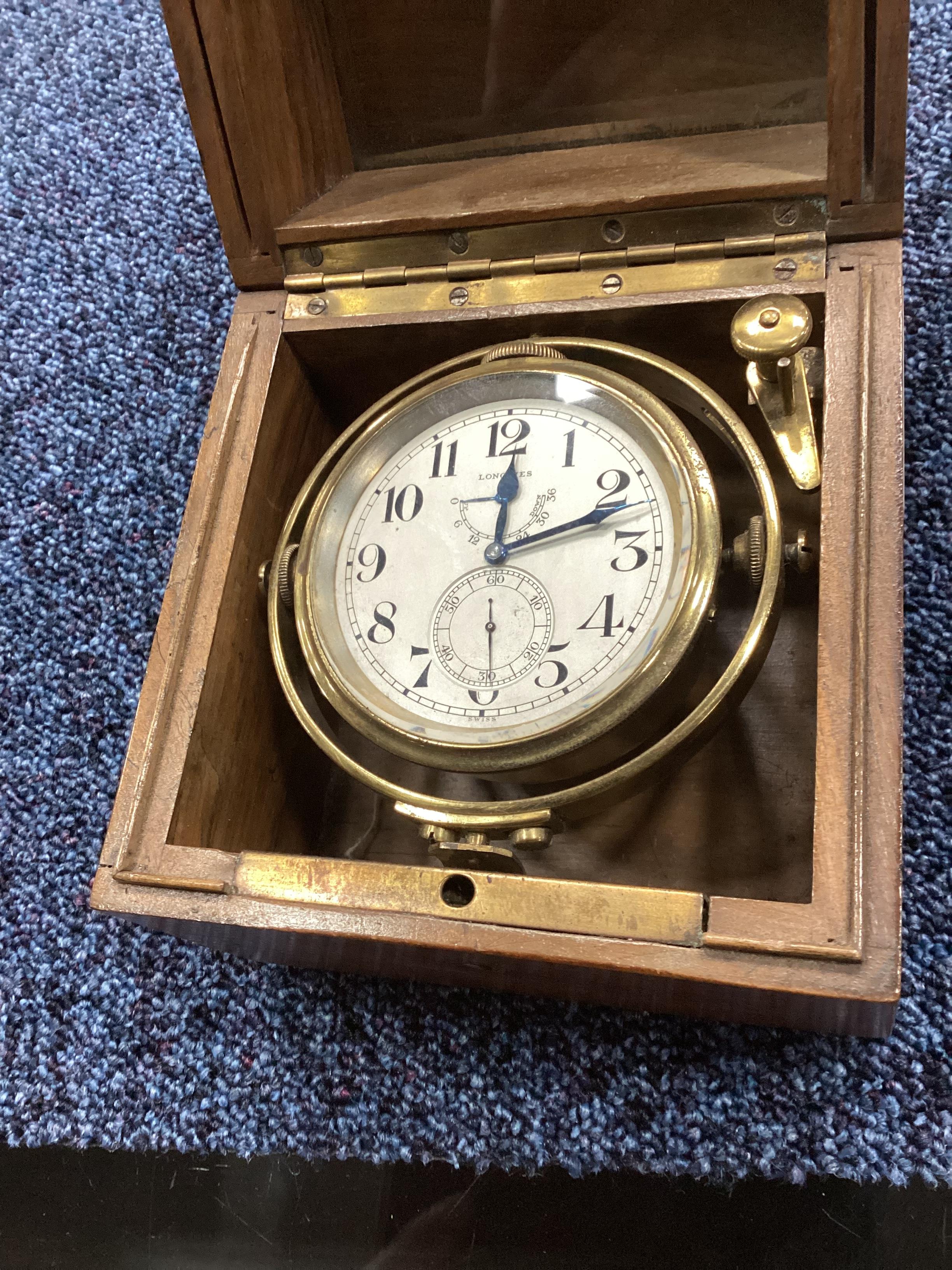 Lot 586 A GOOD LONGINES MARINE CHRONOMETER