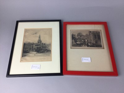 Lot 444 - GLASGOW CATHEDRAL, AN ETCHING, ALONG WITH OTHERS